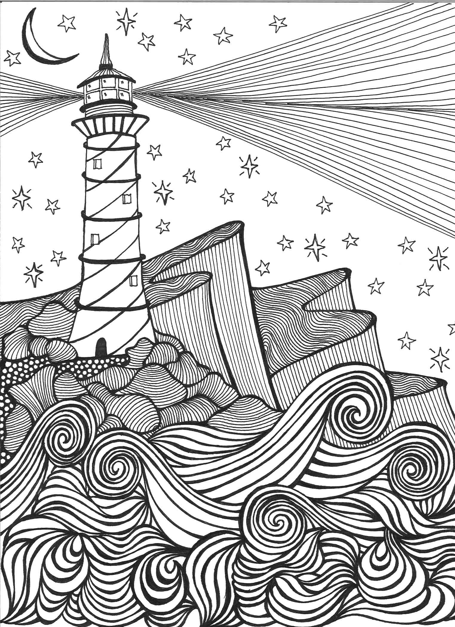 Lighthouse coloring pages for adults