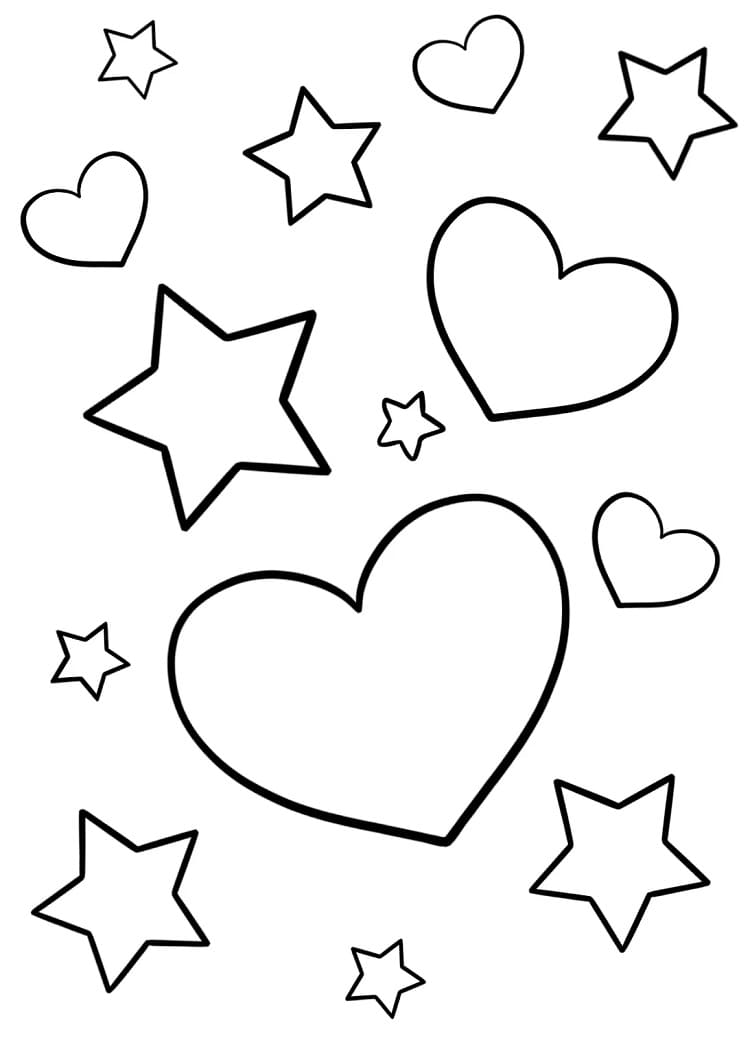 Stars and hearts coloring page
