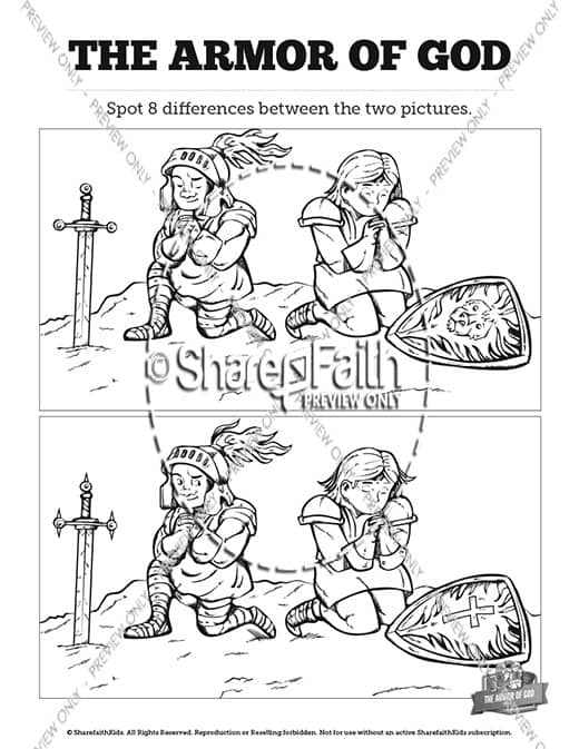 Ephesians the armor of god kids spot the difference â
