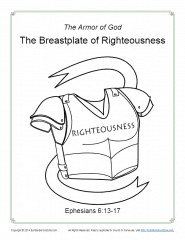 Breastplate of righteousness coloring page armor of god for kids