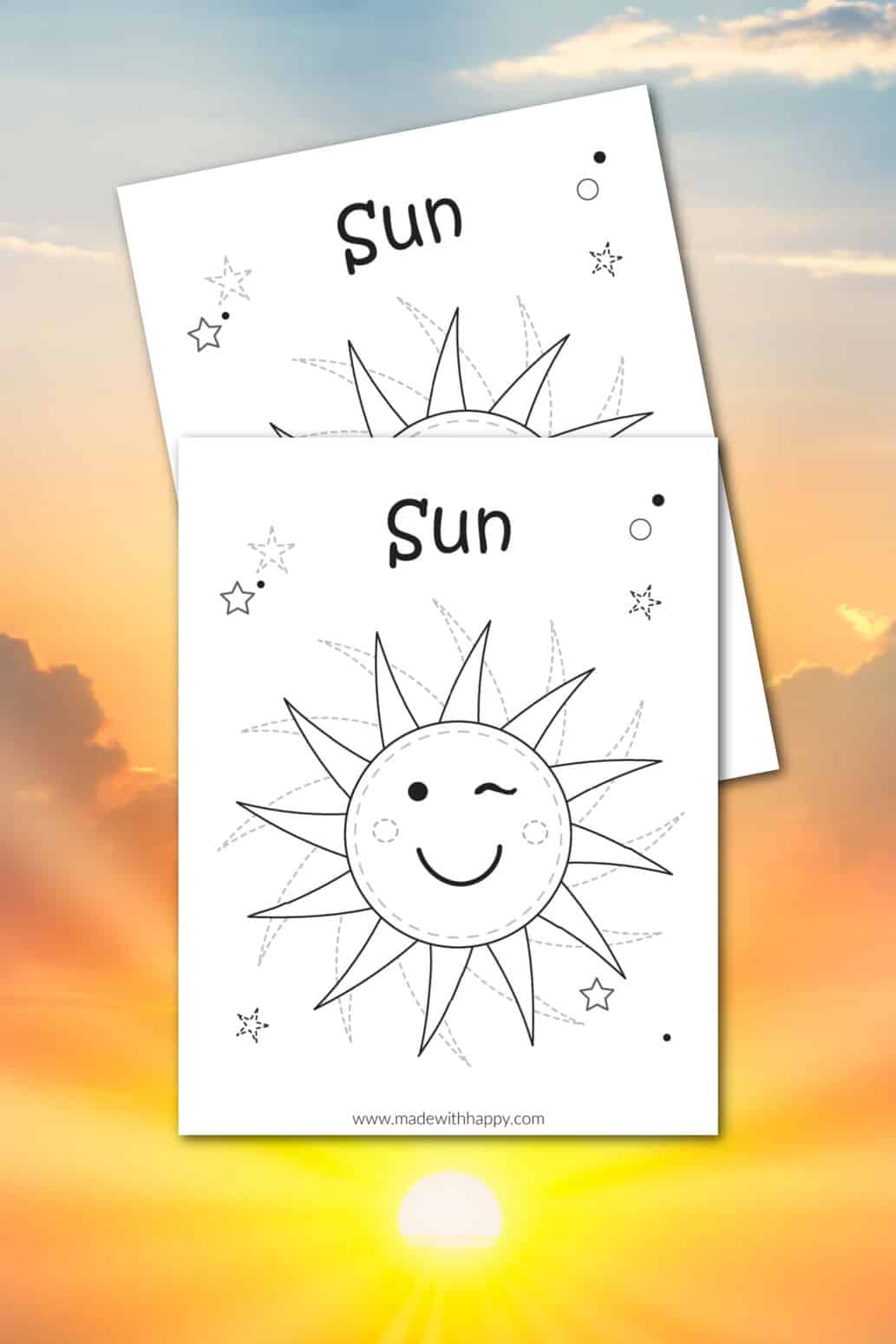 Sun coloring page free printable