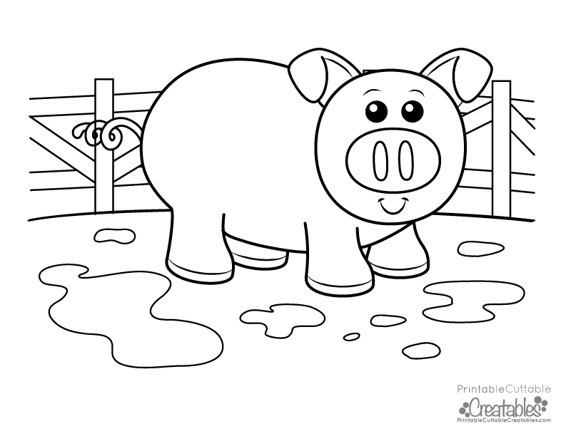 Cute piggy free kids printable coloring page
