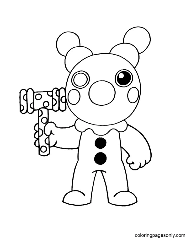 Clowny piggy coloring page