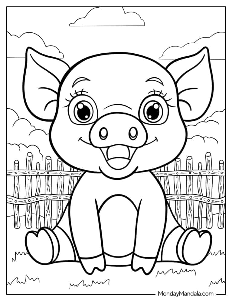Pig coloring pages free pdf printables