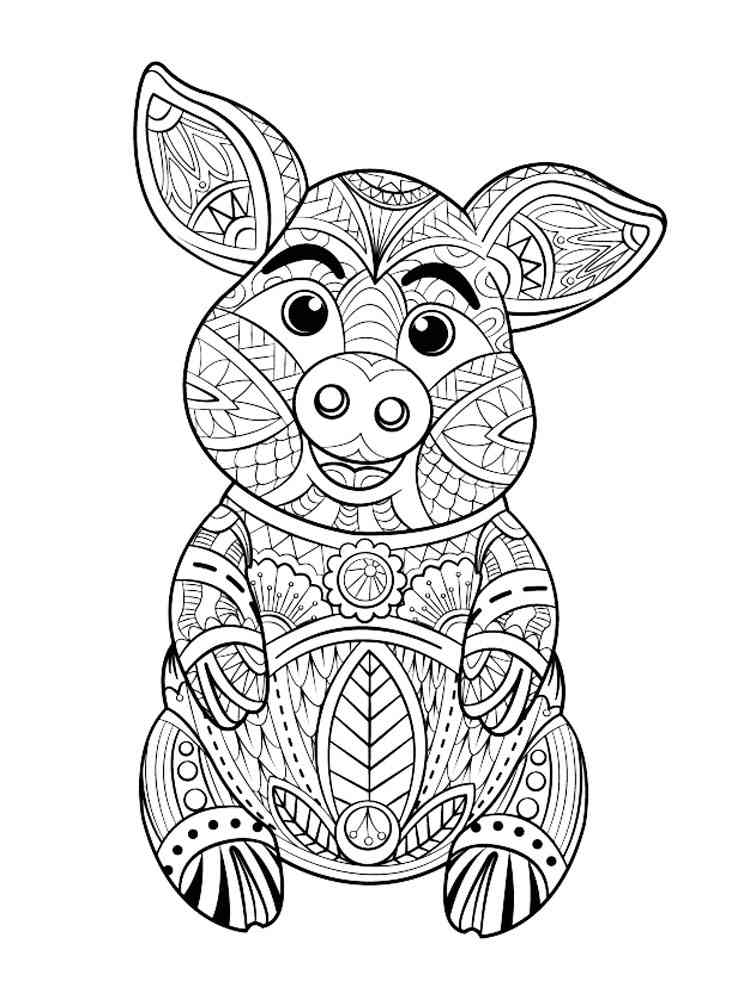 Pig coloring pages for adults