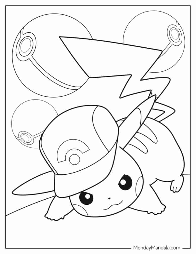 Pikachu coloring pages free pdf printables