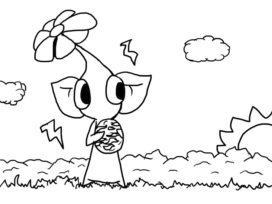 Yellow pikmin lineart by princess