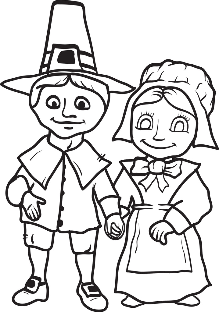 Printable thanksgiving pilgrim coloring page for kids â