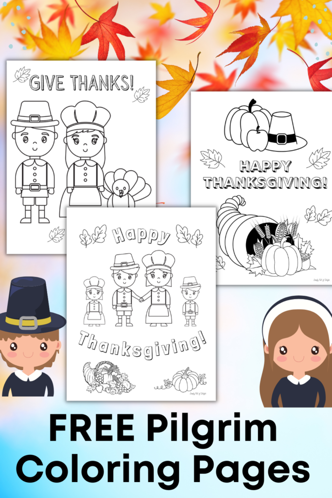 Cute thanksgiving pilgrim coloring pages free printable