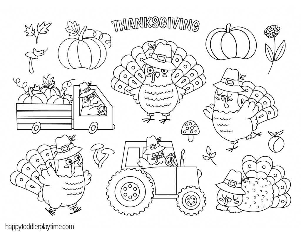 Free printable thanksgiving coloring pages for kids