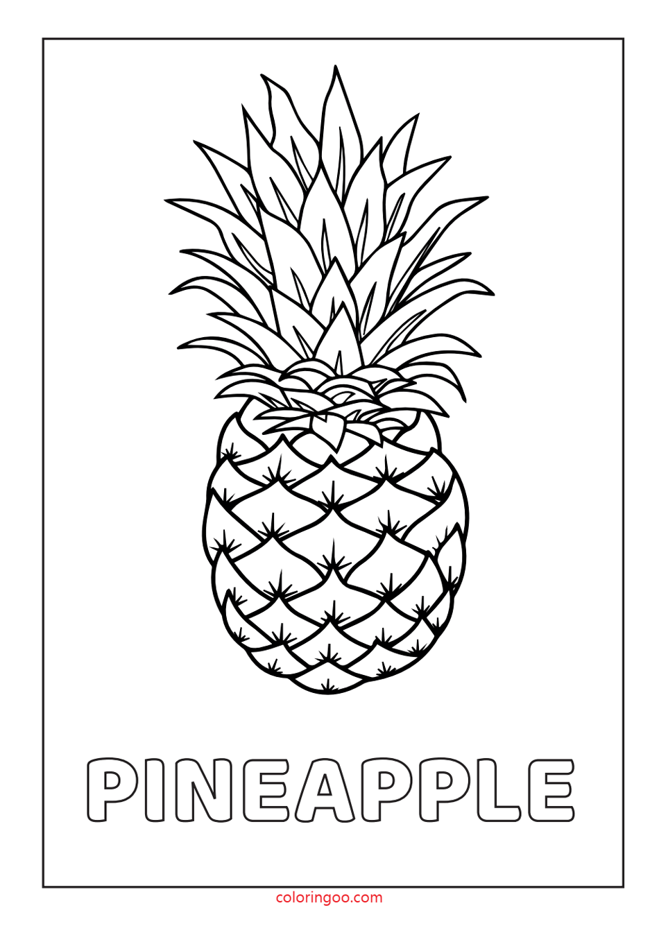 Pineapple printable coloring â drawing pages for kids