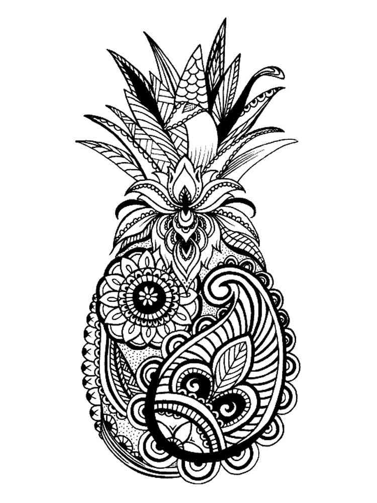 Pineapple coloring pages for adults