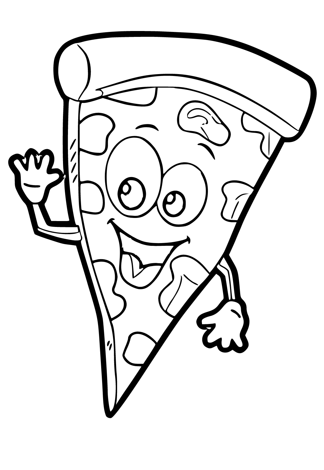 Free printable pizza funny coloring page for adults and kids