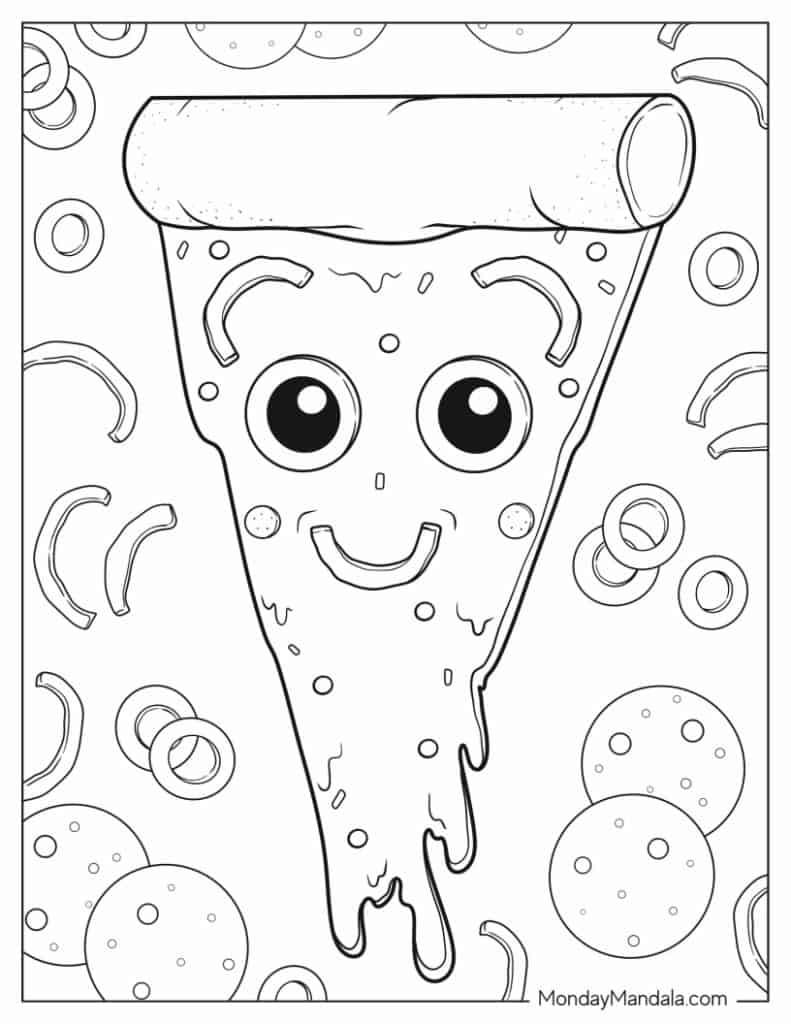 Pizza coloring pages free pdf printables