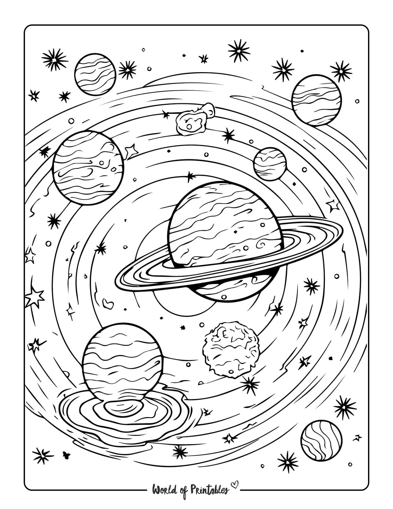 Planet coloring pages for kids adults