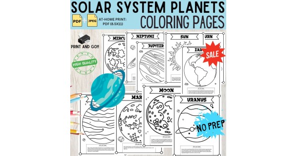 Solar system planets coloring pages