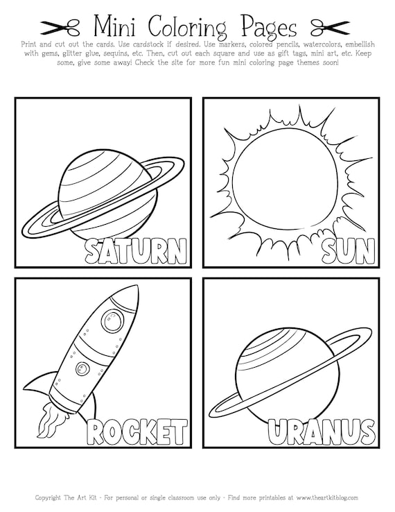 Mini solar system coloring pages book mini pages to trace and color printable for kids learning about space cards