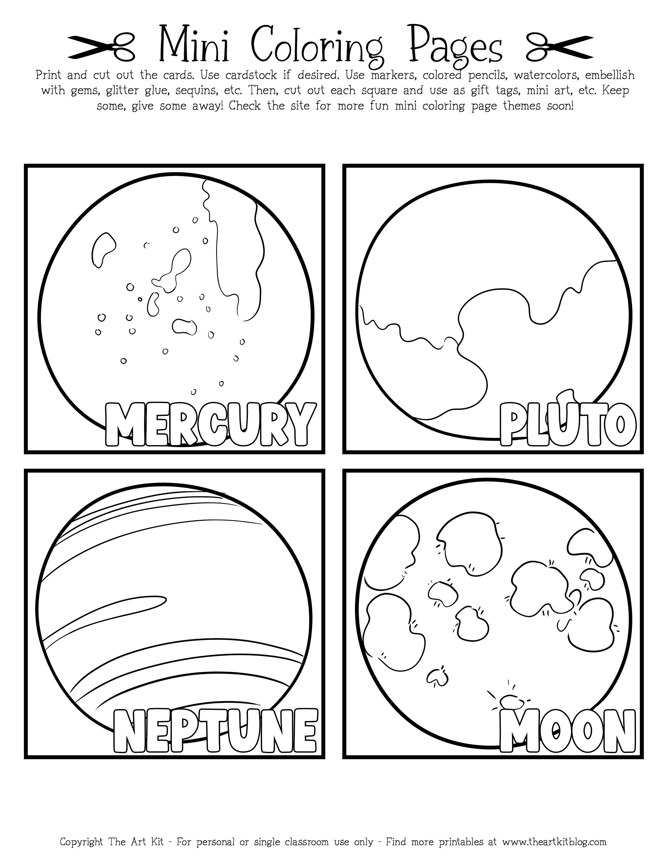 Mini solar system coloring pages book mini pages to trace and color printable for kids learning about space cards