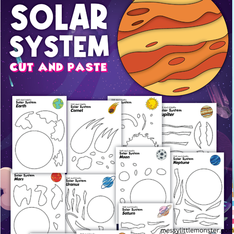 Cut and paste solar system craft â messy little monster shop