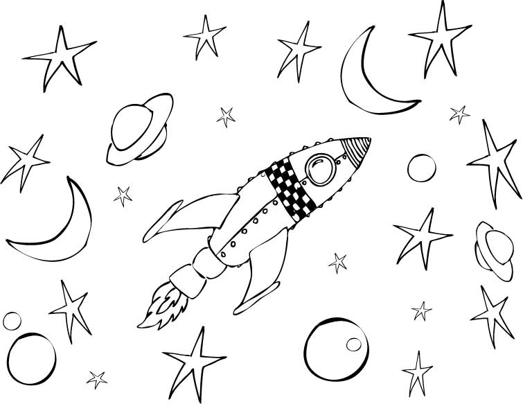 Planet print cut paste craft