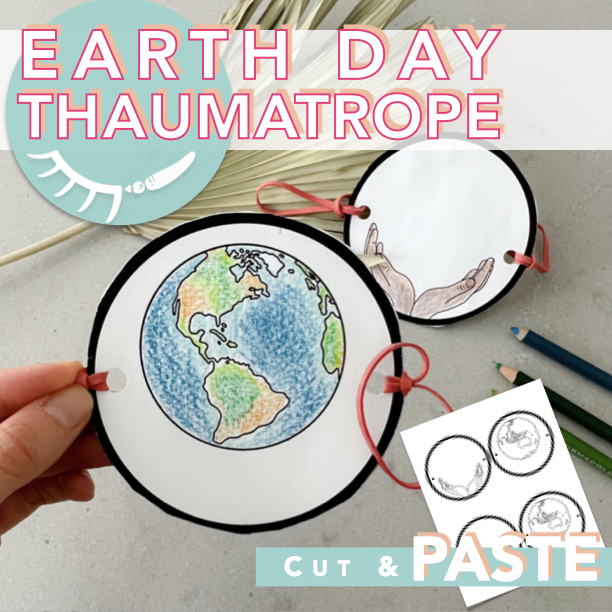 Coloring page of the earth learn about thaumatropes to celebrate earth day