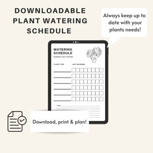 Colourful indoor plant watering schedule downloadableprintable pdf