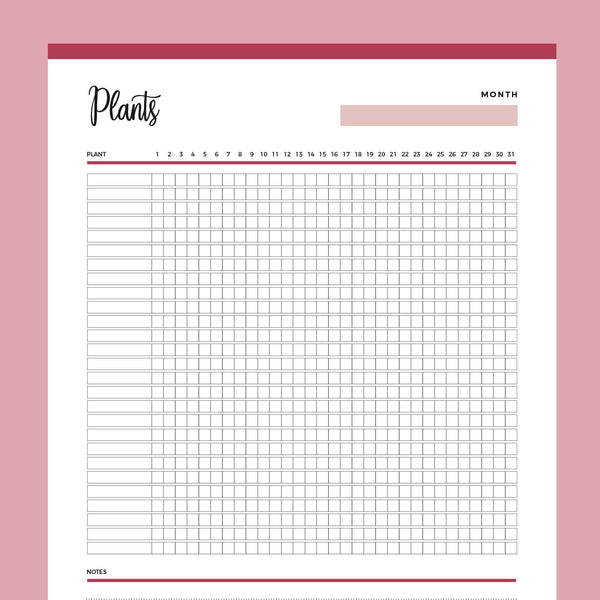 Printable plant watering chart â plan print land