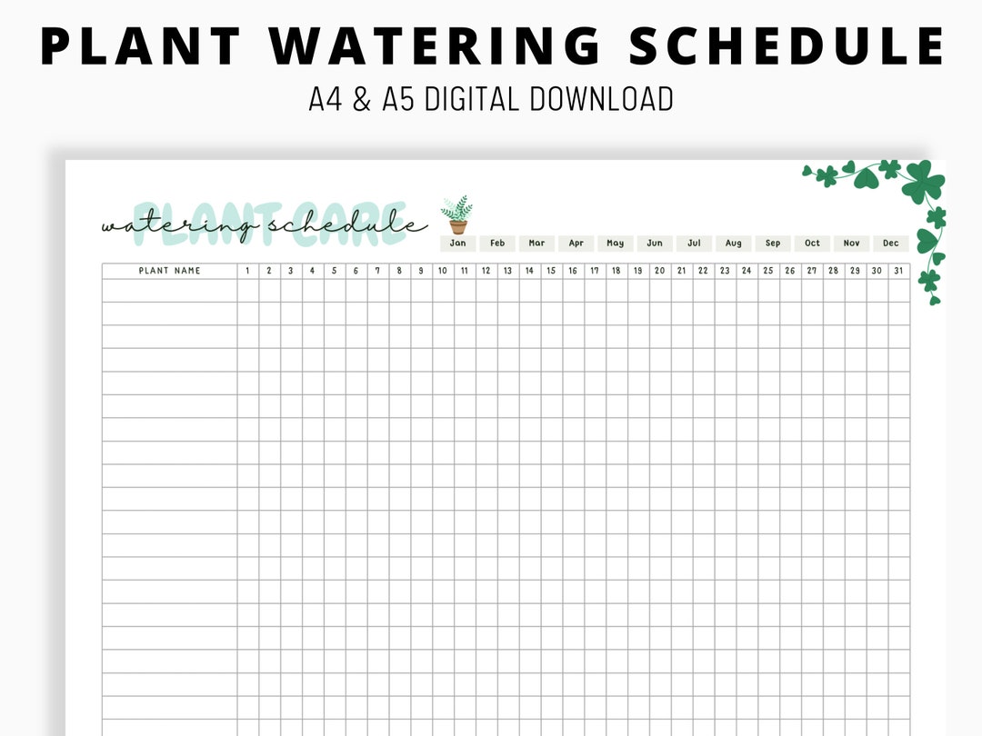 Printable plant watering schedule plant care tracker plant mom planner plant log garden journal plant watering tracker plant care pdf
