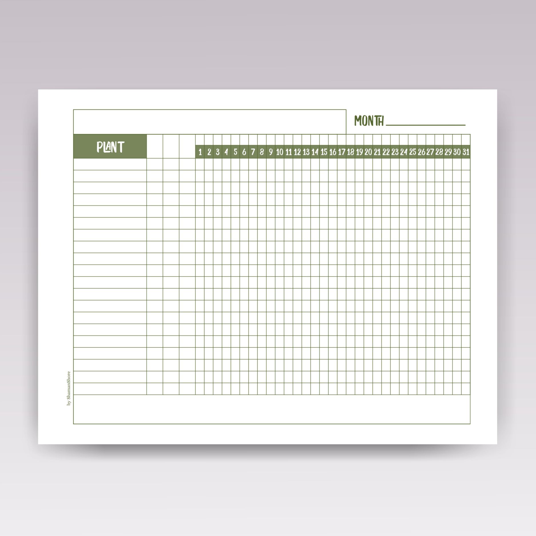 Indoor plant watering tracker printable plant care schedule