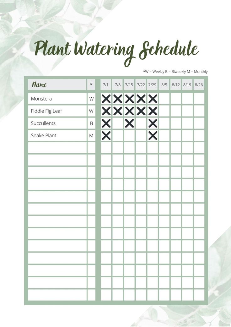 Plant watering schedule minimal and modern planner