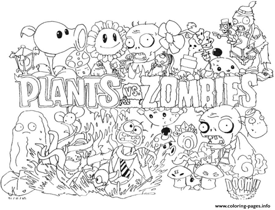 Plants vs zombies coloring page printable