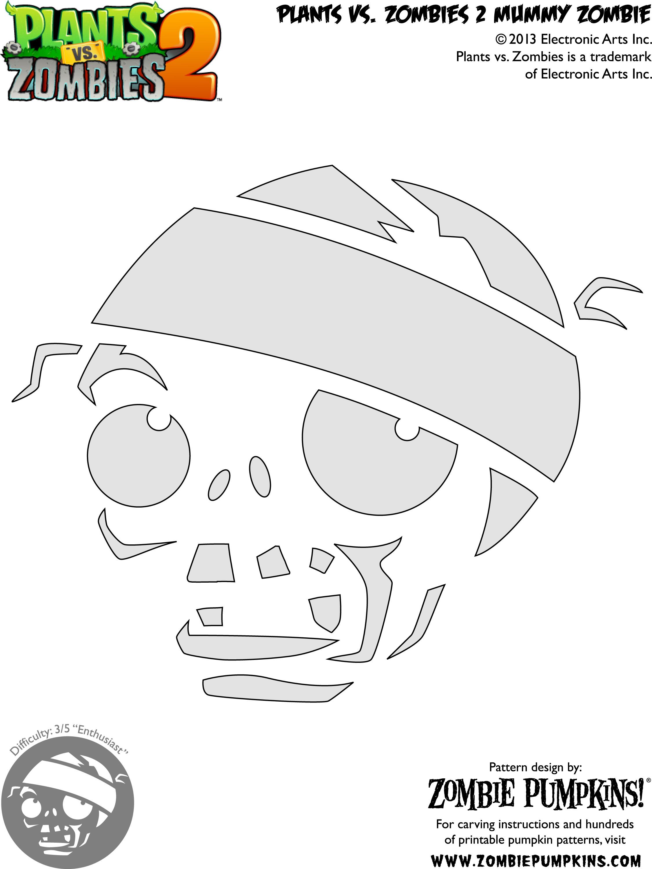 Plants vs zombies free pumpkin stencil