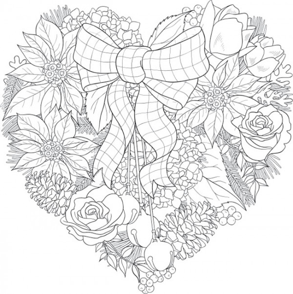 Christmas floral coloring pages â