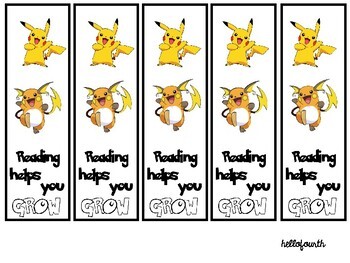 Pokemon reading bookmarks by hello fourth tpt