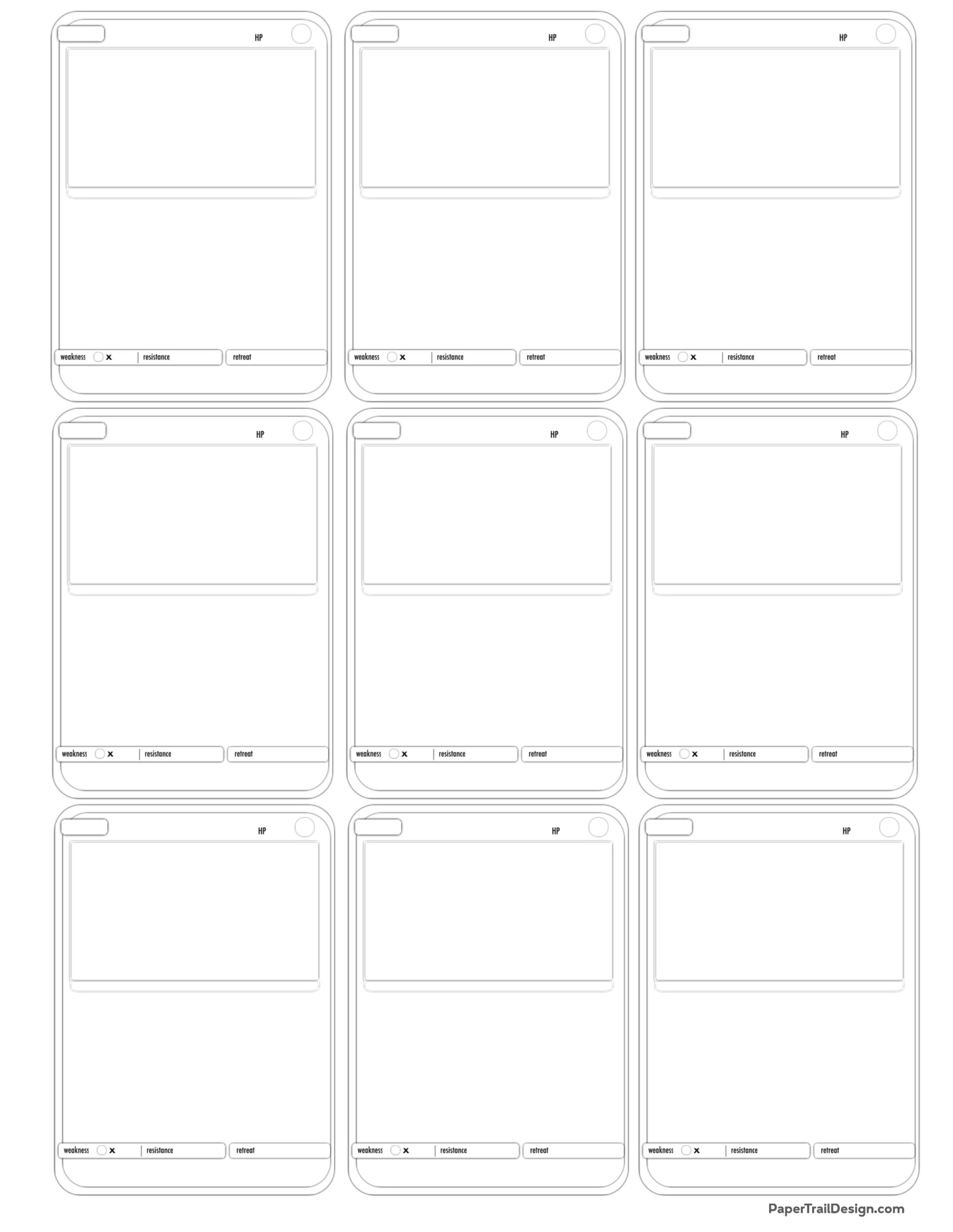 Pokãmon card template free printable