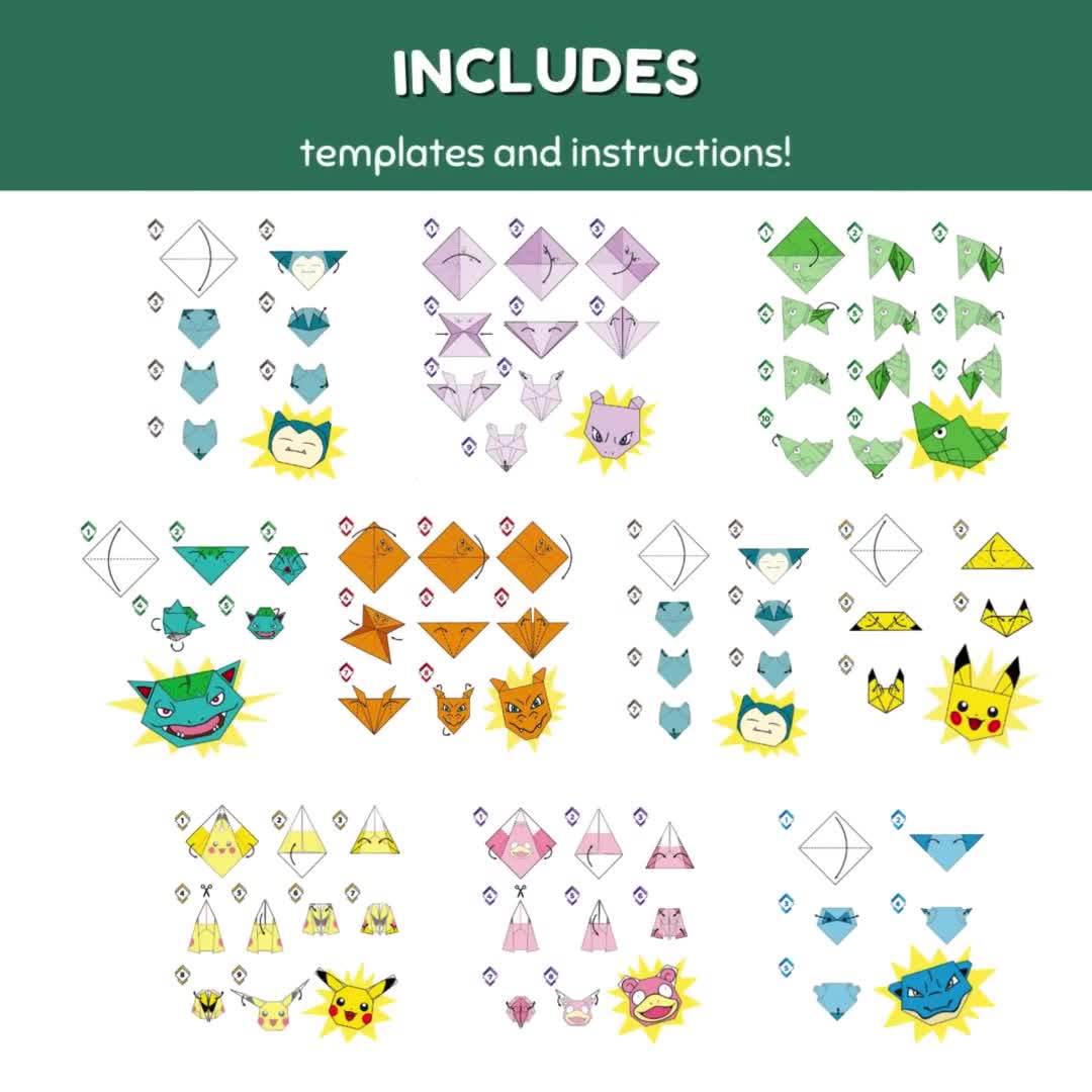 Pokemon origami paper templates pokemon party games pokemon party printable pokemon craft pokemon printables pokemon favours