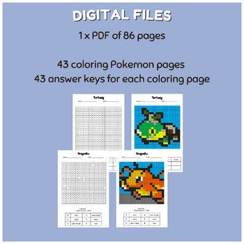 Pokemon color by number pokemon coloring pages early finisher activity