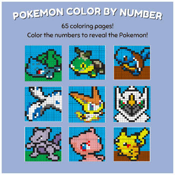 Pokemon color by number early finisher activity pack pokemon coloring pages