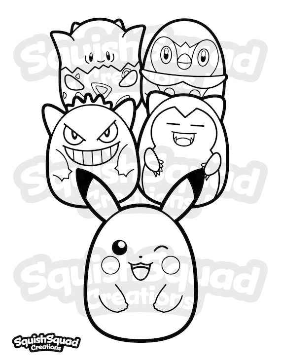 Squishmallow pokemon coloring page printable squishmallow coloring page squishmallow downloadable coloring sheet coloring page for kids instant download