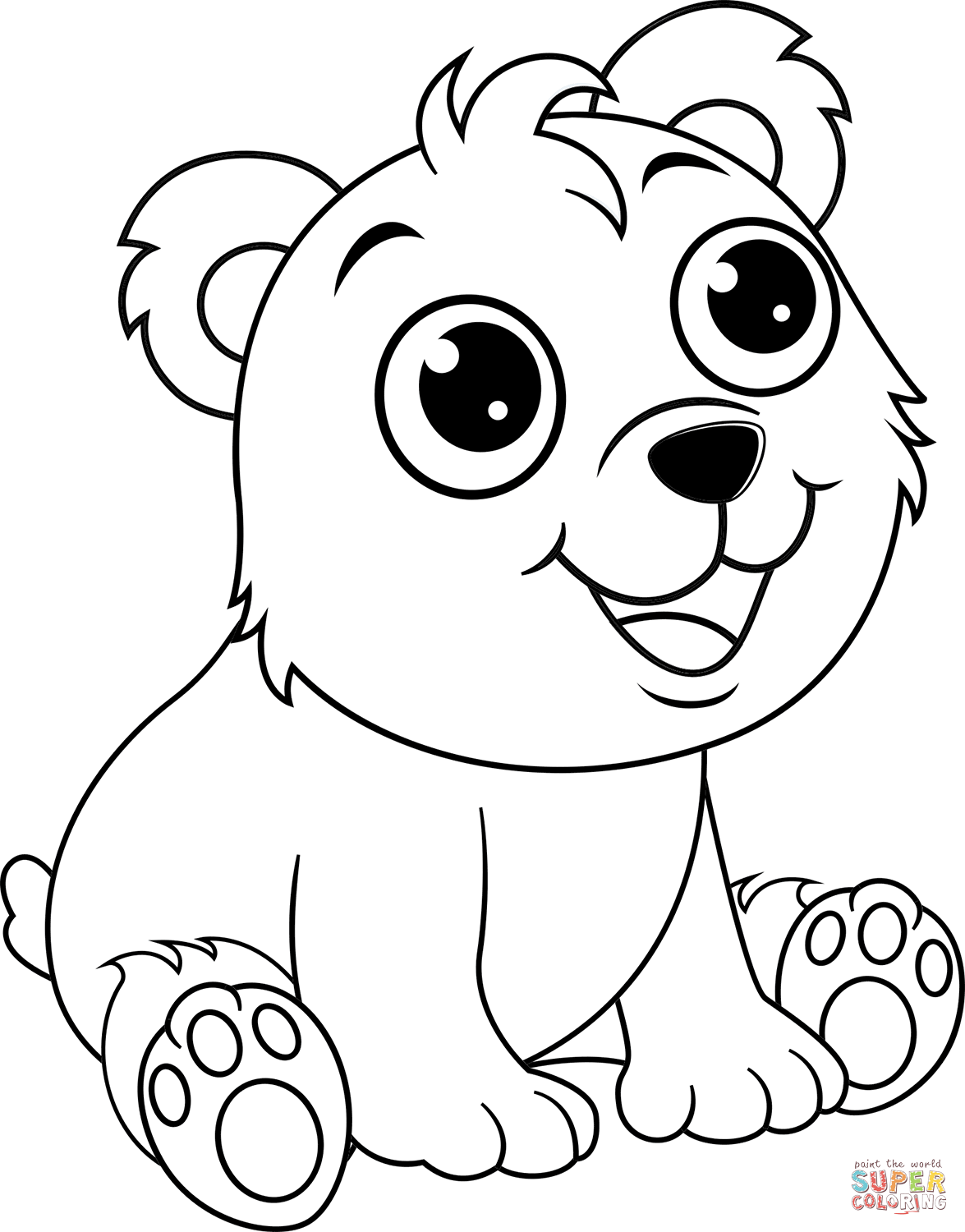 Cute polar bear coloring page free printable coloring pages