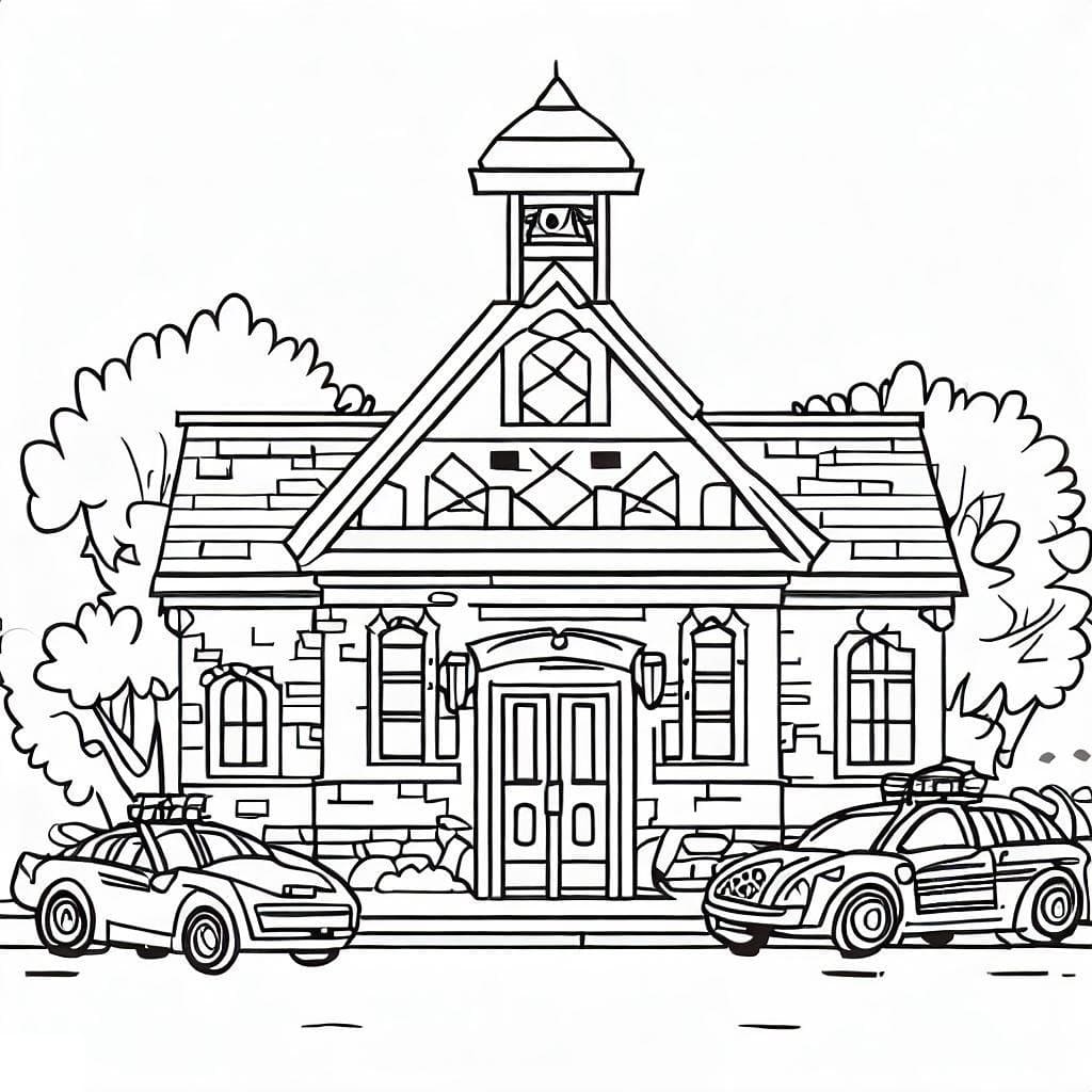 Free printable police station coloring page