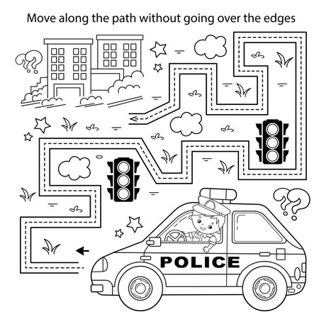 Police coloring page stock vector illustration and royalty free police coloring page clipart