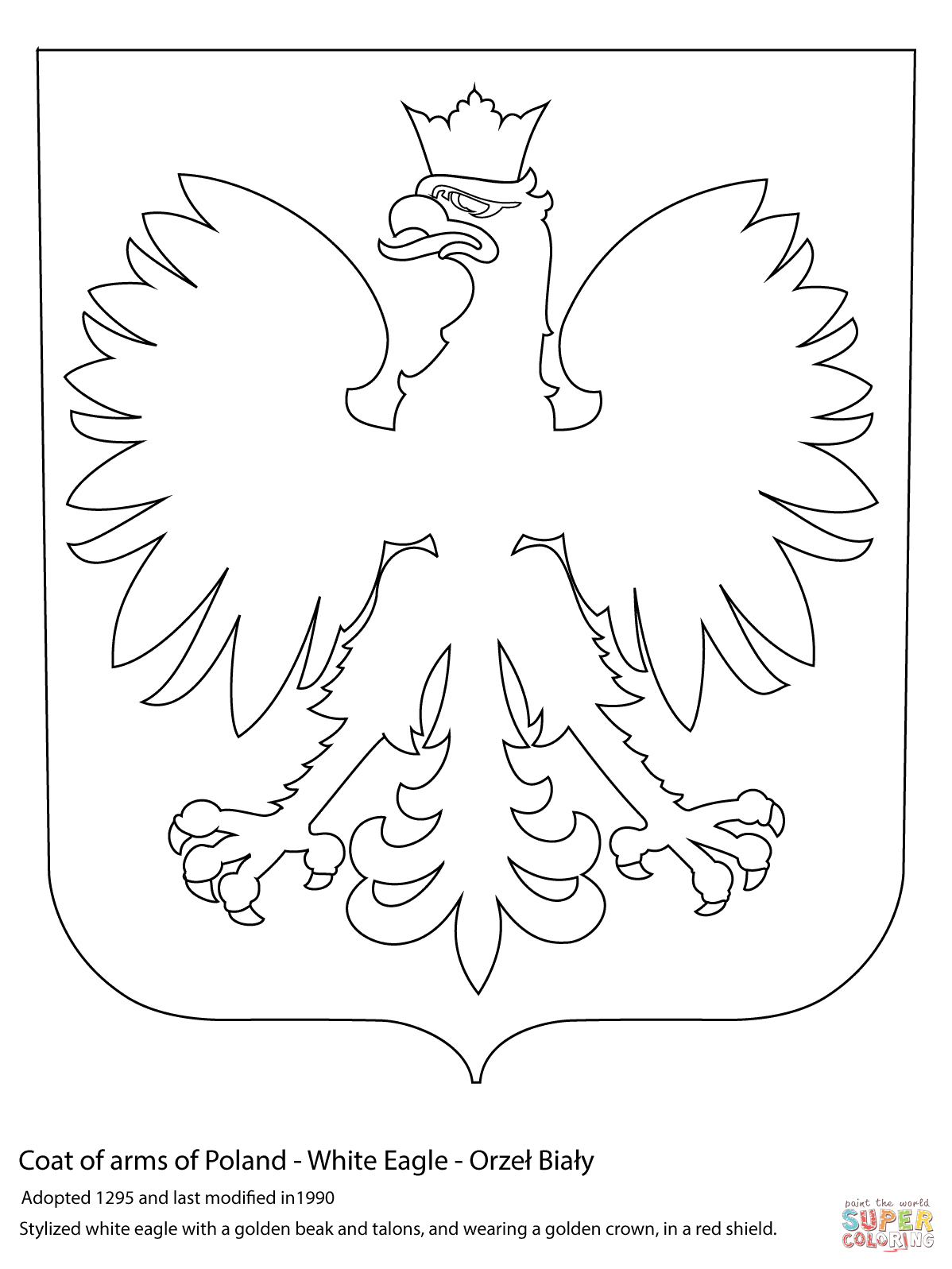 Coat of arms of poland coloring page free printable coloring pages