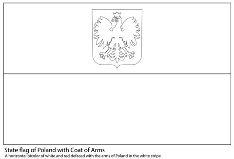 Flag of poland with coat of arms coloring page from poland category select from printable craftâ poland flag coloring pages free printable coloring pages