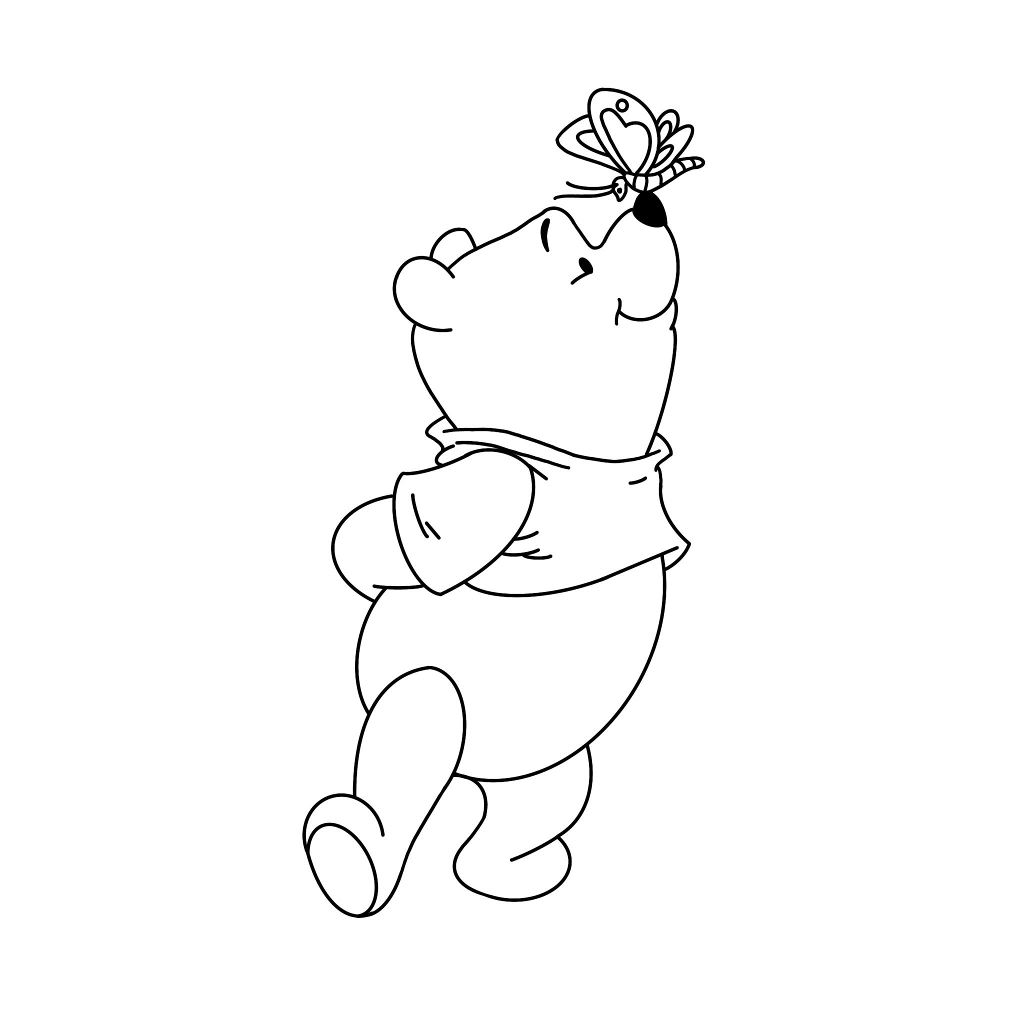 Winnie the pooh with butterfly digital files svgpdfpngjpeg winnie the pooh coloring pages instant download