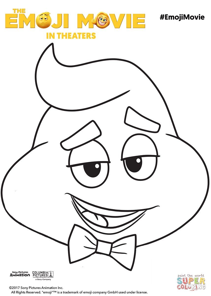 Inspiration image of poop emoji coloring page