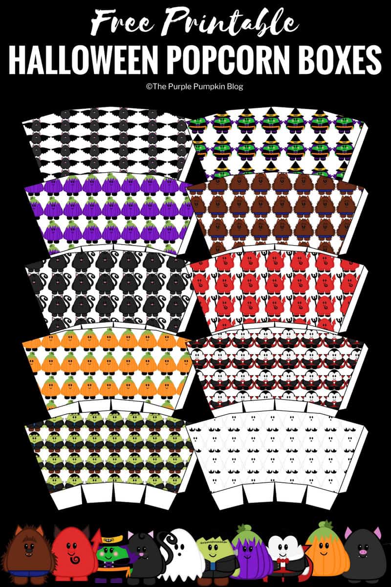 Free printable cute halloween poprn boxes
