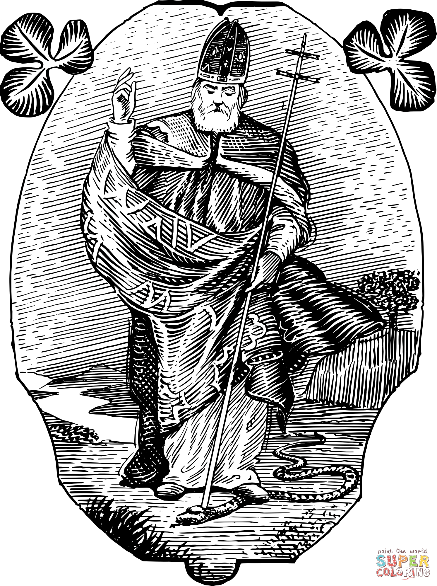 Vintage saint patrick coloring page free printable coloring pages