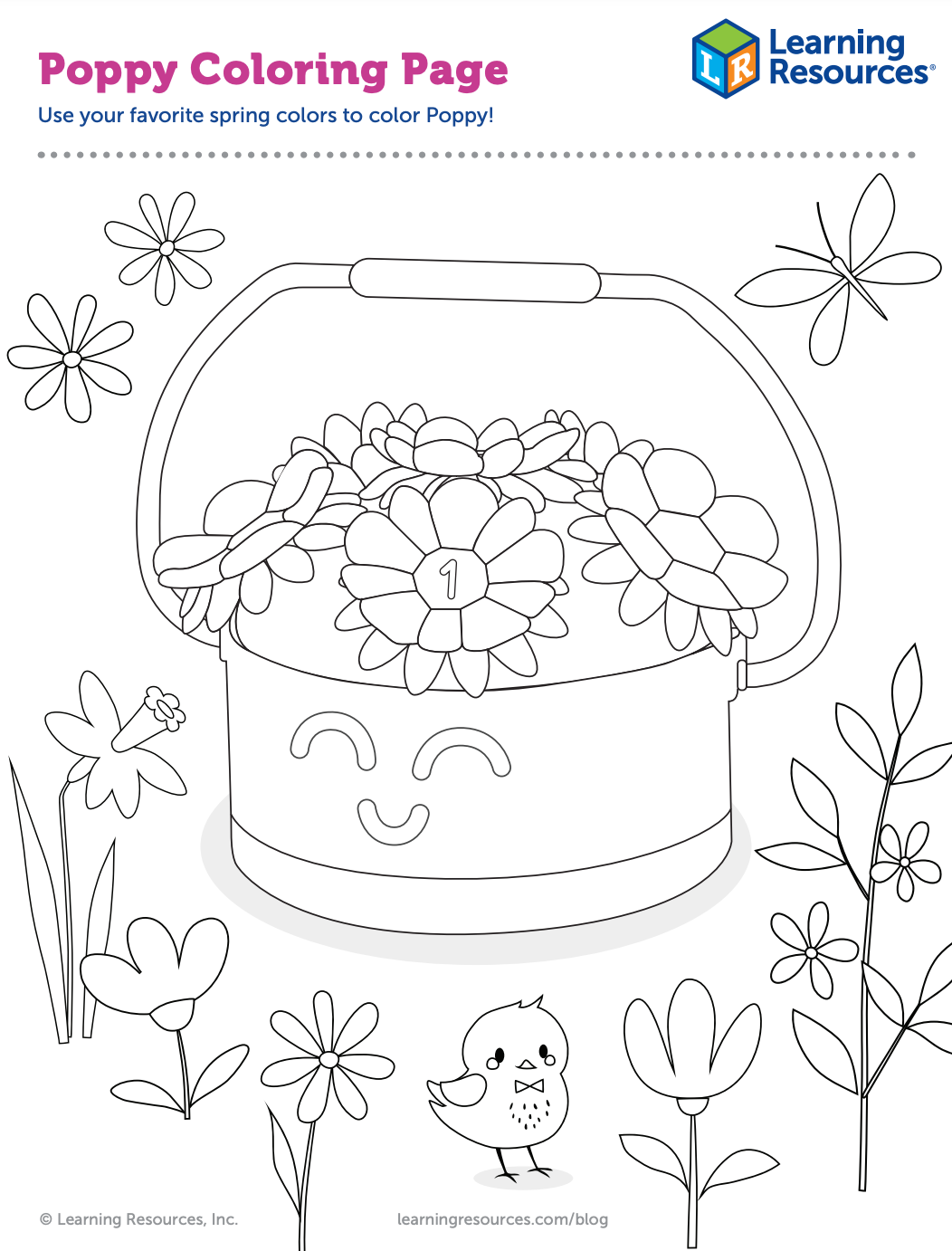 Poppy coloring page learning resources