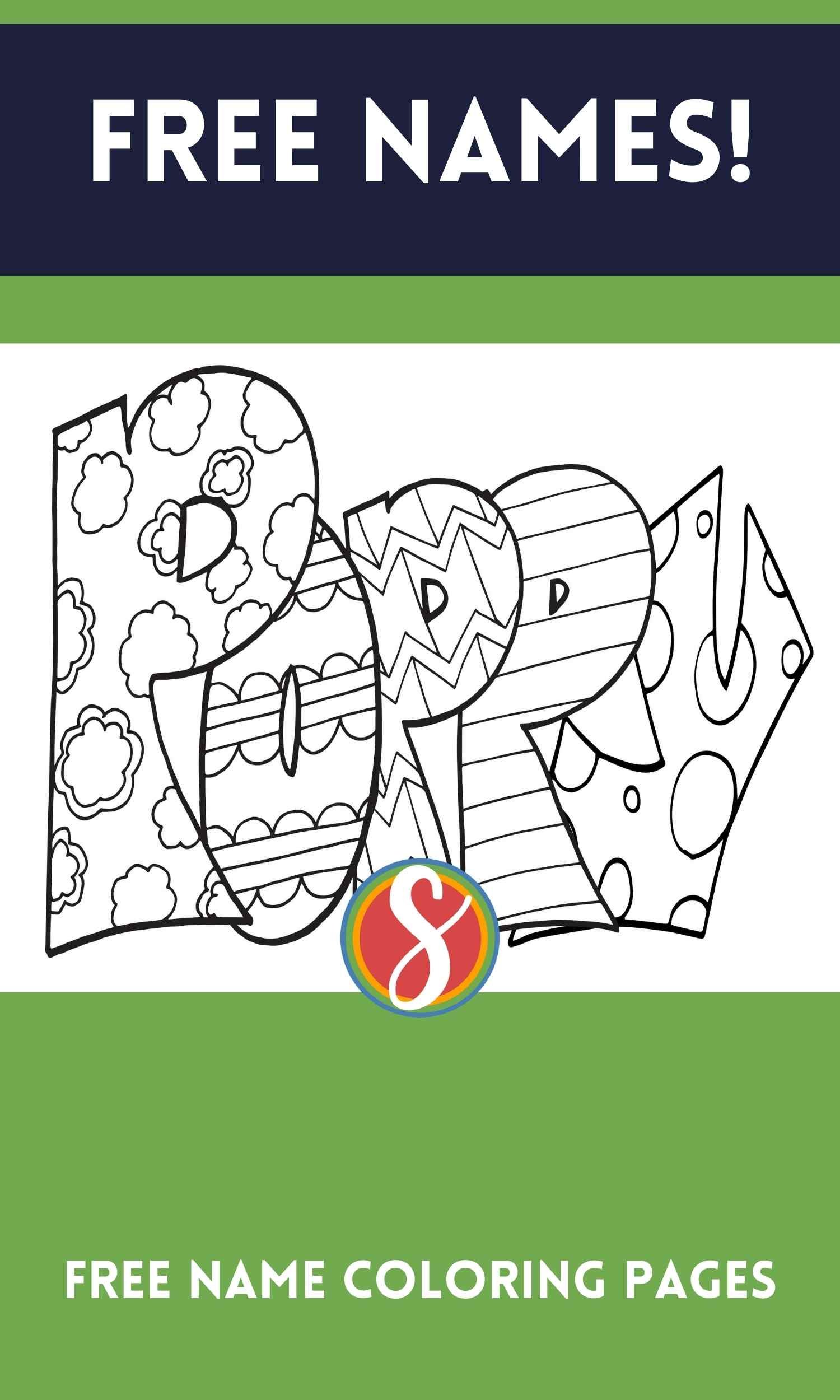 Free poppy name coloring page printable â stevie doodles